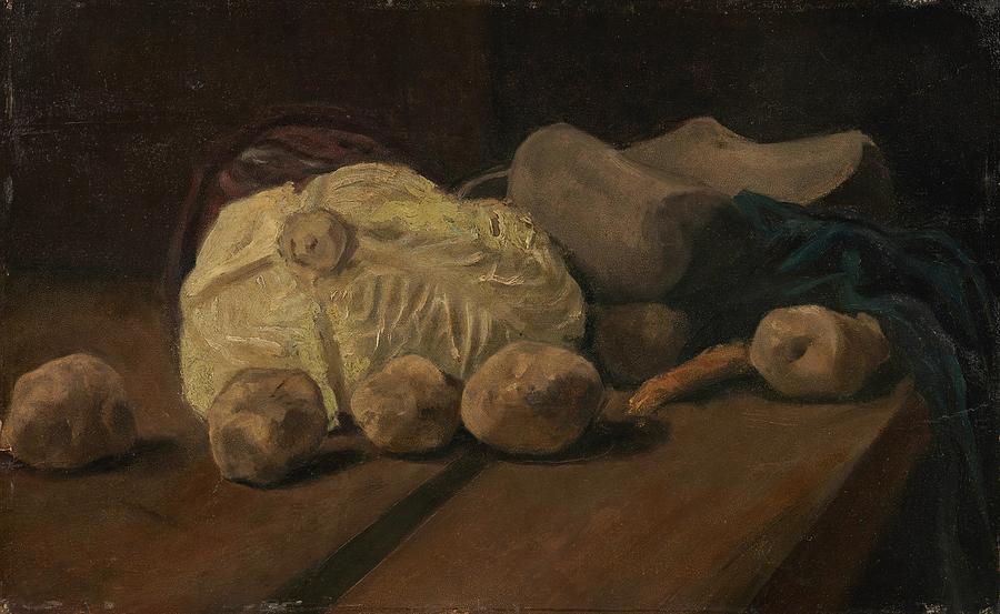 Still Life with Cabbage and Clogs. Painting by Vincent van Gogh -1853-1890-