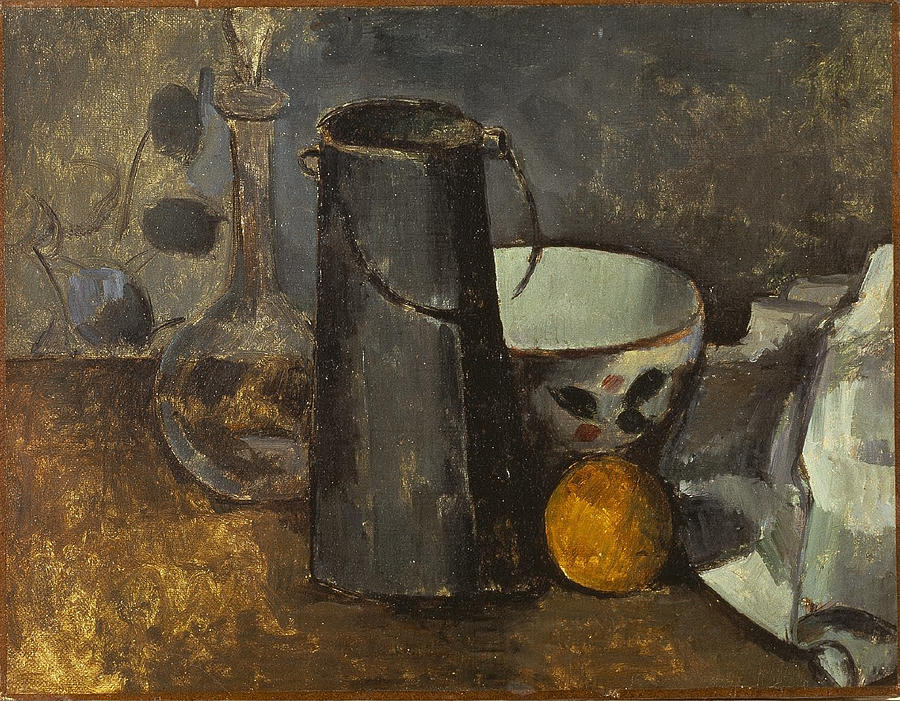 Still Life With Carafe Milk Can Coffee Bowl And Orange 1879 82 Painting
