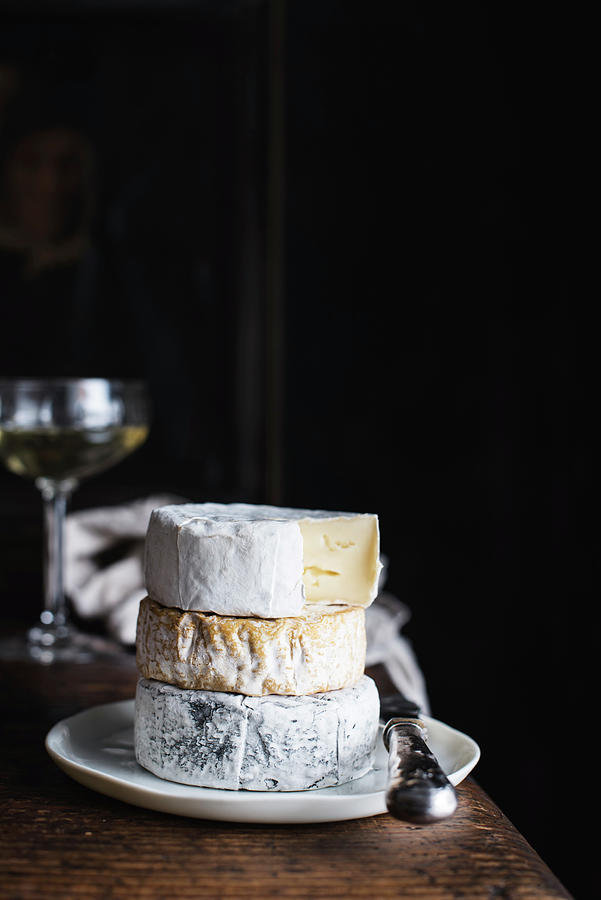Cheese Photograph - Still Life With Cheese And Wine by Justina Ramanauskiene