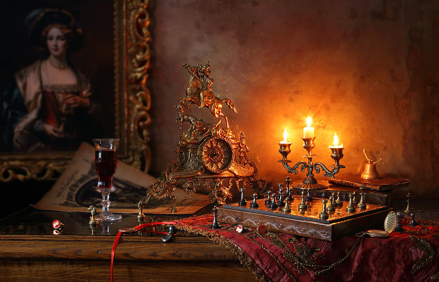 Still Life With Chess And Candles Photograph by Andrey Morozov