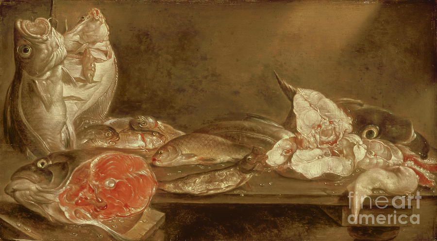 Still Life With Fish, 1640 Painting by Alexander Van Adriaenssen