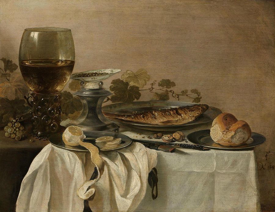Still Life with Fish Painting by Pieter Claesz