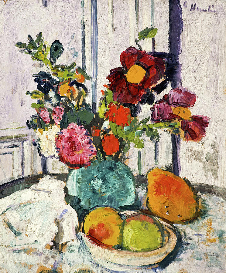 Still Life with Flowers and Fruit, 1926 Painting by Leslie Hunter - Pixels