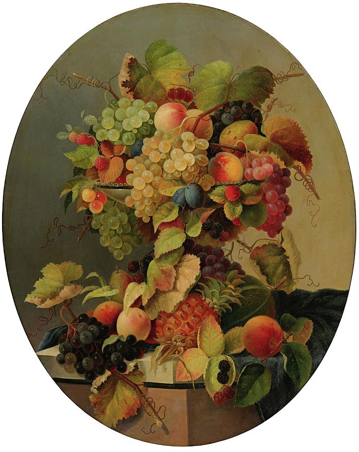 Still Life With Flowers And Fruit Painting by Charles Baum Fine Art