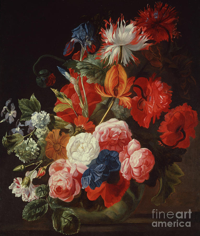 Still Life with Flowers by Johannes or Jan Verelst Painting by Johannes or Jan Verelst