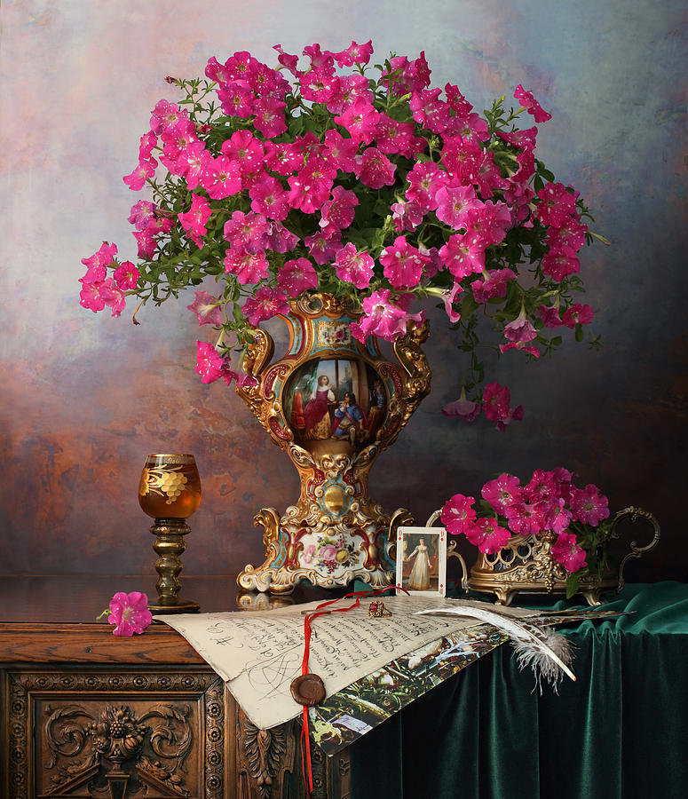 Flower Photograph - Still Life With Flowers In A French Vase by Andrey Morozov