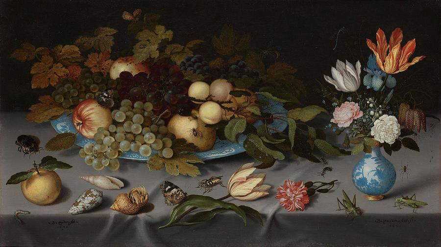 Still Life with Fruit and Flowers. Still Life with Fruits and Flowers. Painting by Balthasar van der Ast
