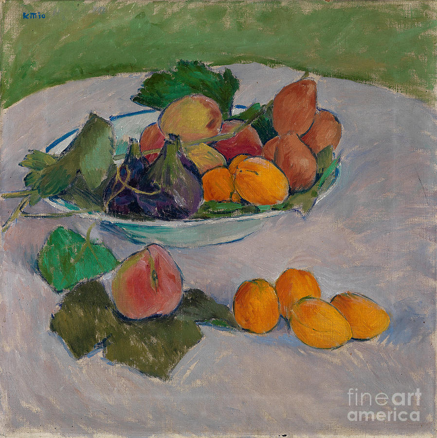 Still Life With Fruit And Leaves Drawing by Heritage Images