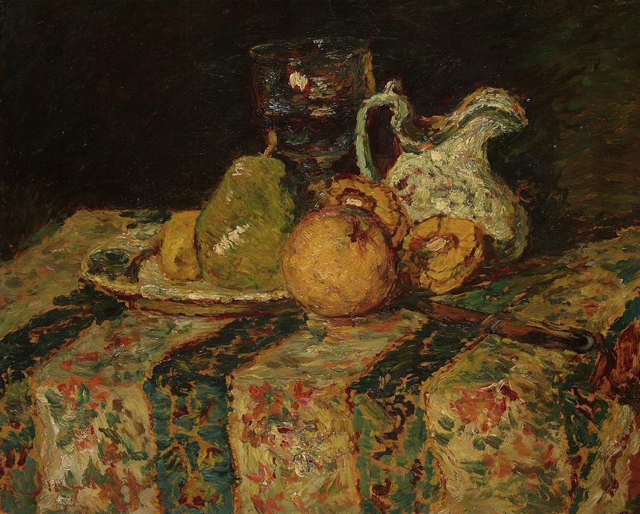 Still Life With Fruit And Wine Jug Painting by Adolphe Monticelli Still Life With Fruit And Wine Jug Painting by Adolphe Monticelli