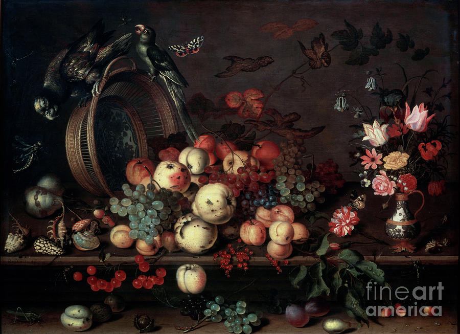 Still Life With Fruits, Flowers Drawing by Heritage Images