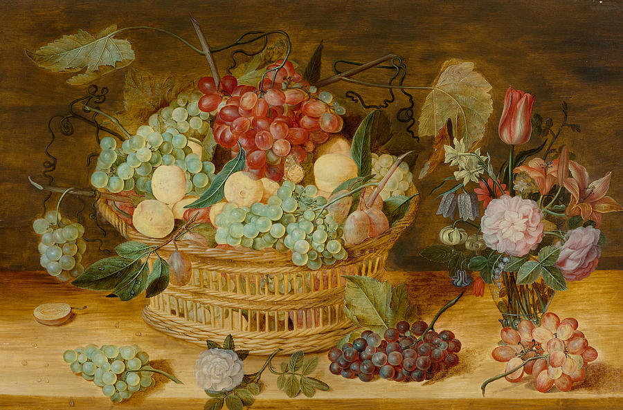 Still Life with Fruits in a Basket Painting by Isaak Soreau