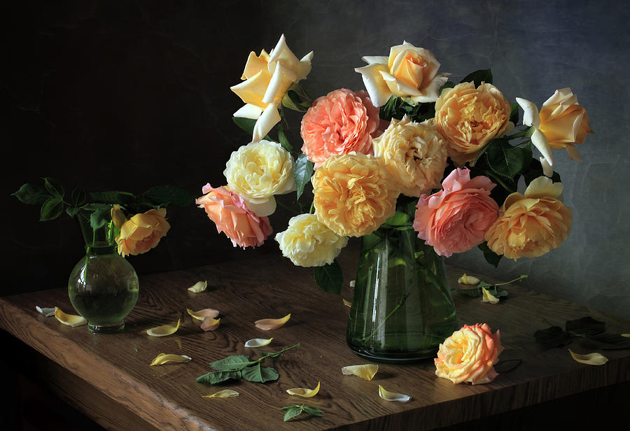 Still Life With Garden Roses Photograph by Tatyana Skorokhod