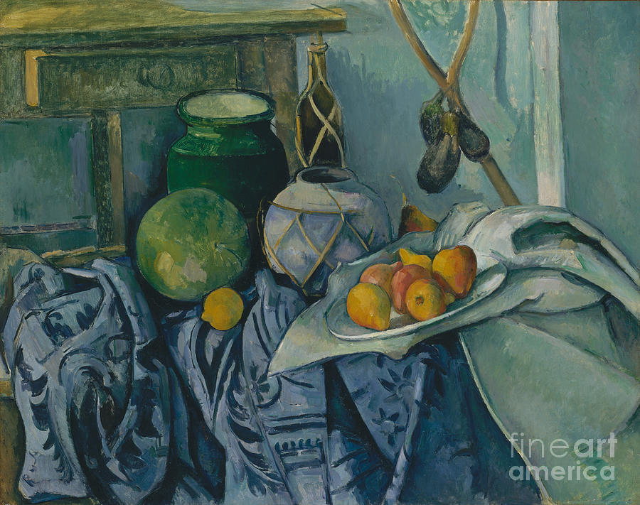 Paul Cezanne Painting - Still Life With Ginger Jar And Aubergine, 1890 by Paul Cezanne