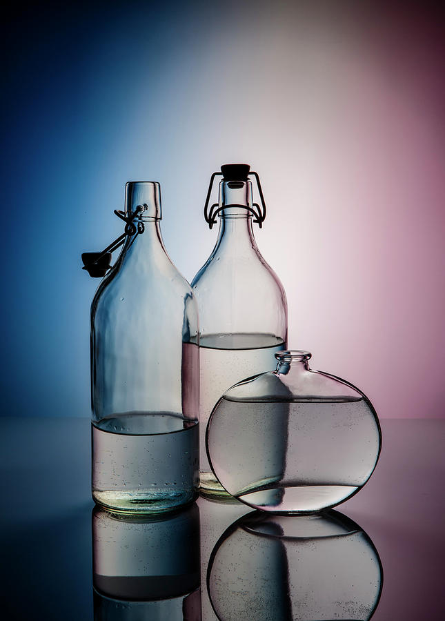 Stillife Photograph - Still Life with Glass Bottles - Variant 02 by Nailia Schwarz Stillife Photograph - Still Life with Glass Bottles - Variant 02 by Nailia Schwarz