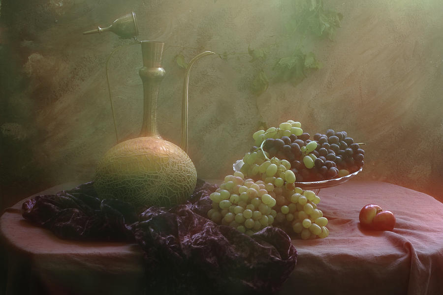 Still Life With Grapes And Melon Photograph by Ustinagreen
