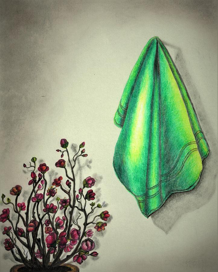Still life with hanging towel Drawing by Tara Krishna