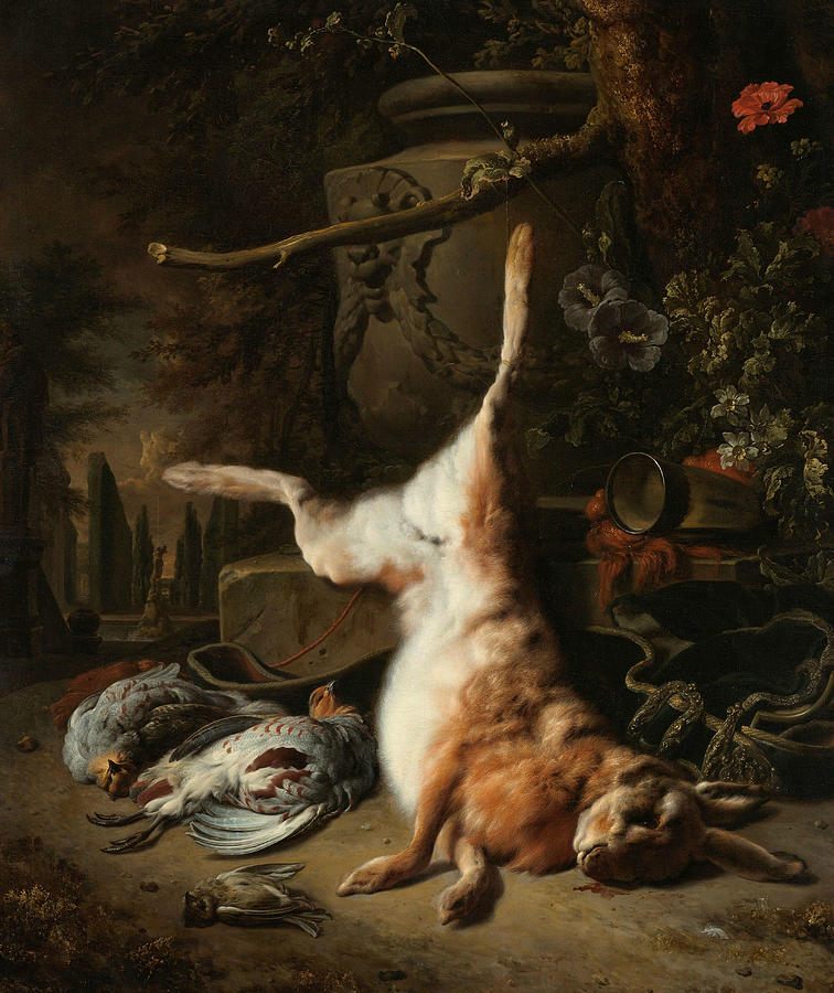 Still Life with Hare and Other Hunting Booty Painting by Jan Weenix