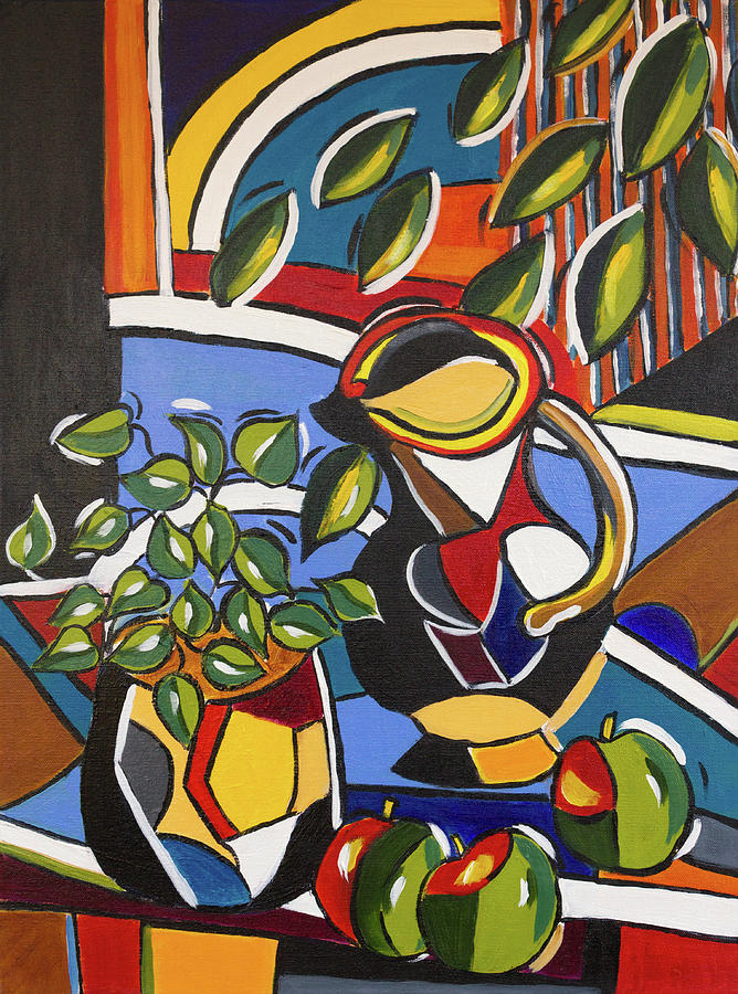 Still Life With Jug And Three Apples Painting by Seeables Visual Arts