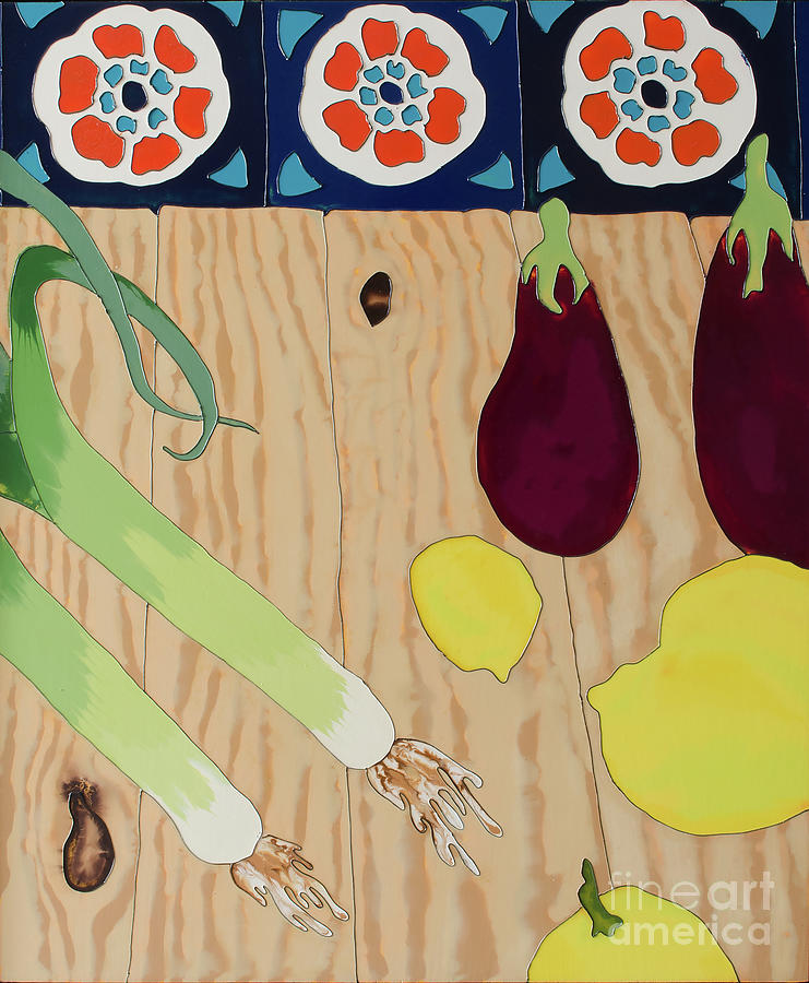 Still Life With Leeks Painting by Faisal Khouja