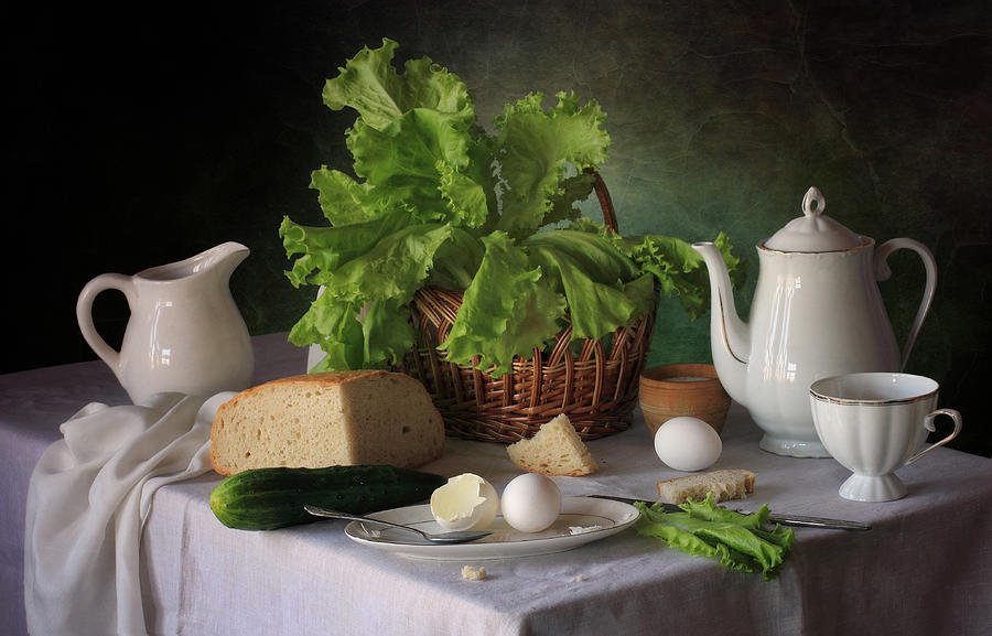 Lettuce Photograph - Still Life With Lettuce by Tatyana Skorokhod (??????? ????????)