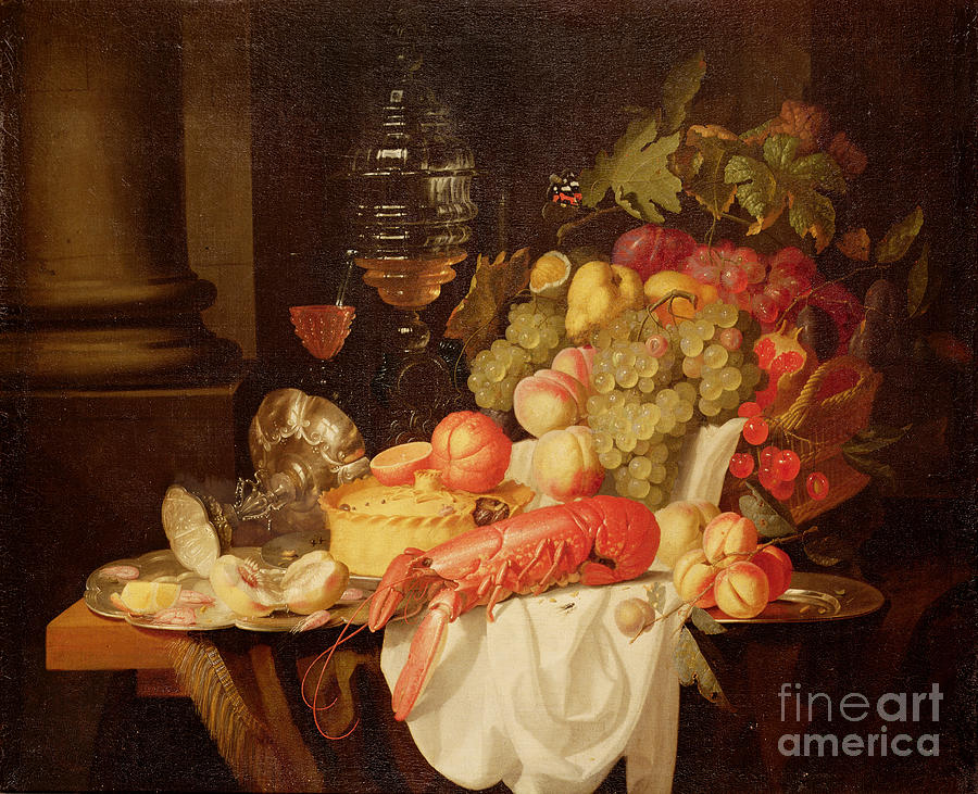 Still Life With Lobster Painting By Johannes Hannot Fine Art America