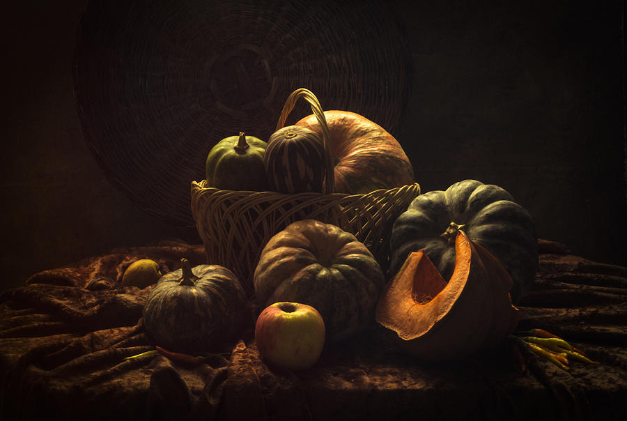 Tomato Photograph - Still Life With Many Pumpkins by Ustinagreen