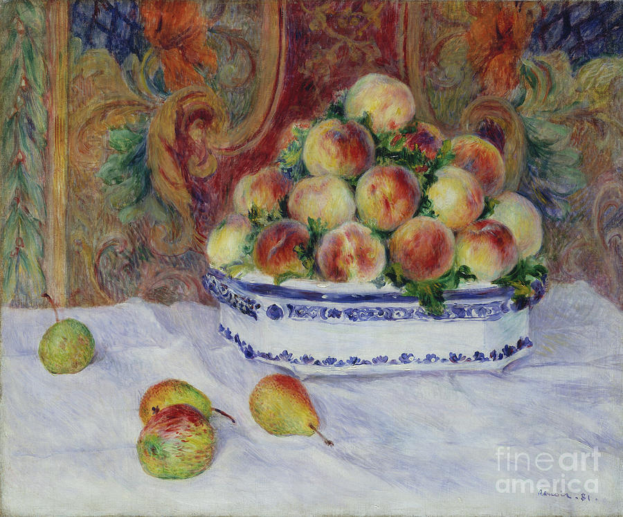 Still Life With Peaches Drawing by Heritage Images