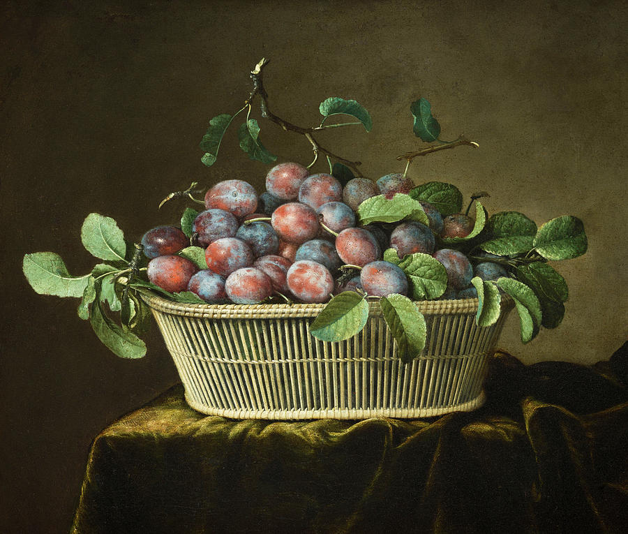 Still Life Painting - Still Life with Plums, 1666 by Pierre Dupuis