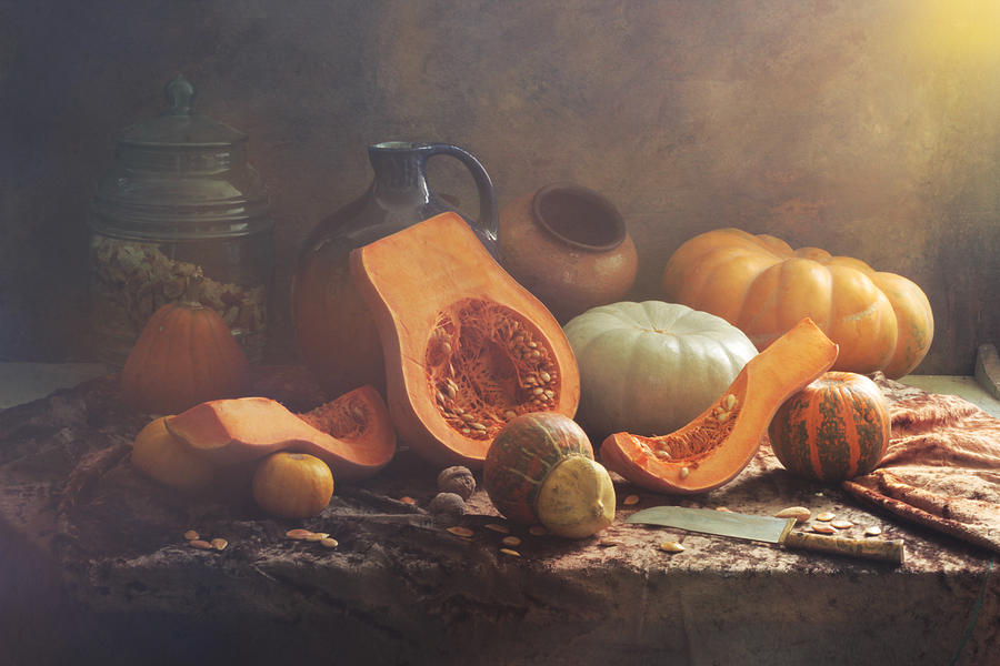 Pumpkin Photograph - Still Life With Pumpkin Of Cut by Ustinagreen