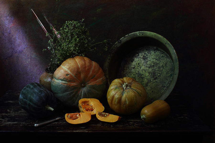 Pumpkin Photograph - Still Life With Pumpkins #5 by Ustinagreen