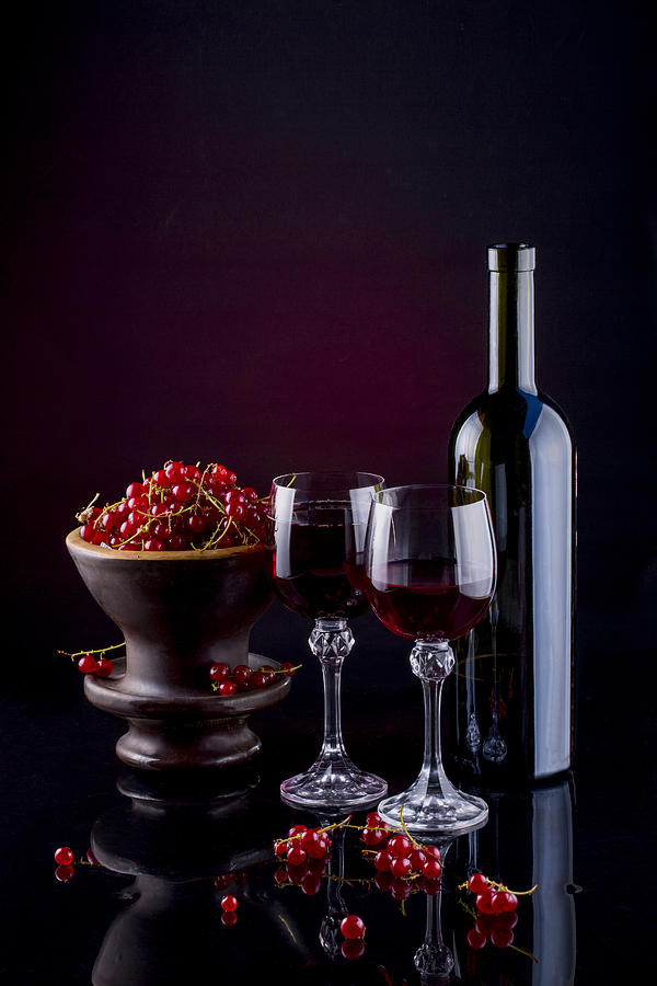 Still Life With Red Currant And Red Wine Photograph by Brig Barkow
