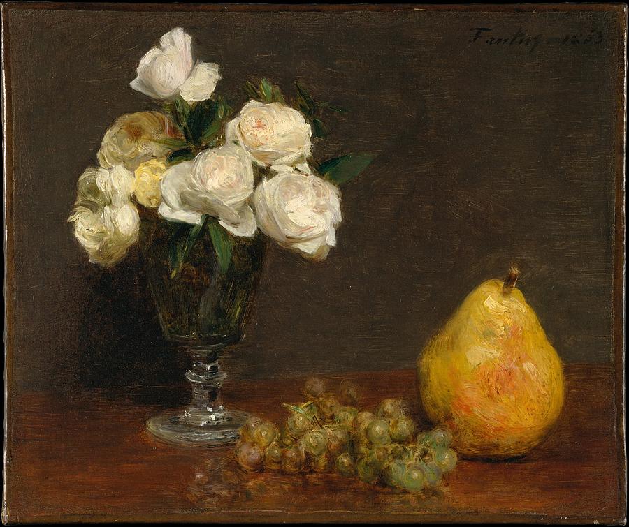 Still Life with Roses and Fruit 1863 Painting by Henri Fantin Latour