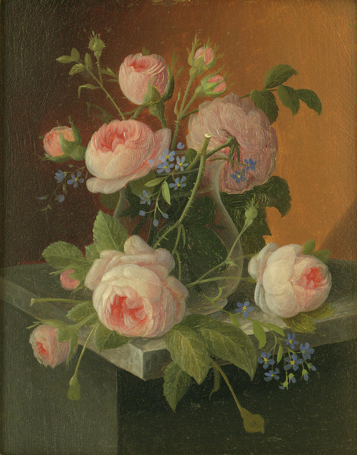Still Life with Roses, circa 1860 Painting by Severin Roesen