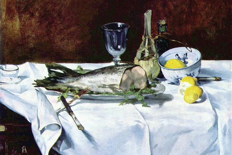Still Life with Salmon Painting by Edouard Manet