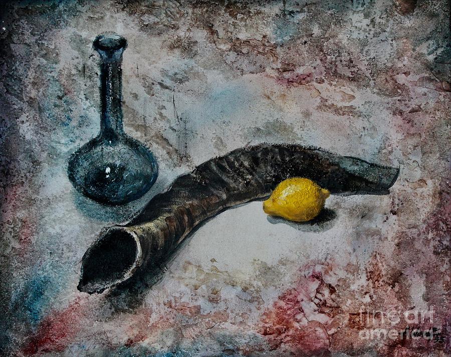 Shofar Painting - Still-life with Shofar by Anatol Woolf