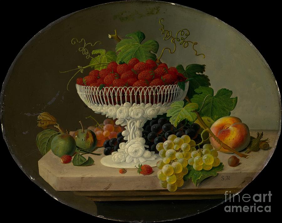 Still Life With Strawberries Drawing by Heritage Images