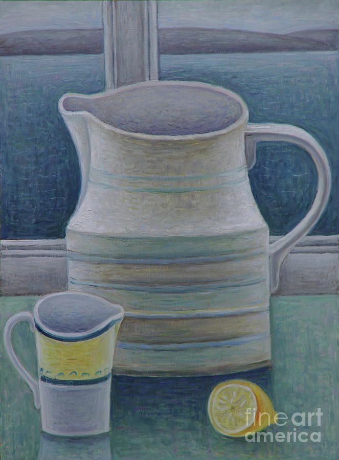 Still Life With Two Jugs And Lemon Painting by Ruth Addinall