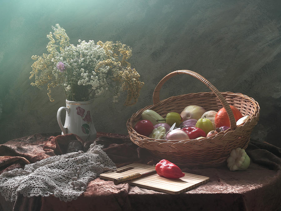 Still Life With Vegetable Basket Photograph by Ustinagreen