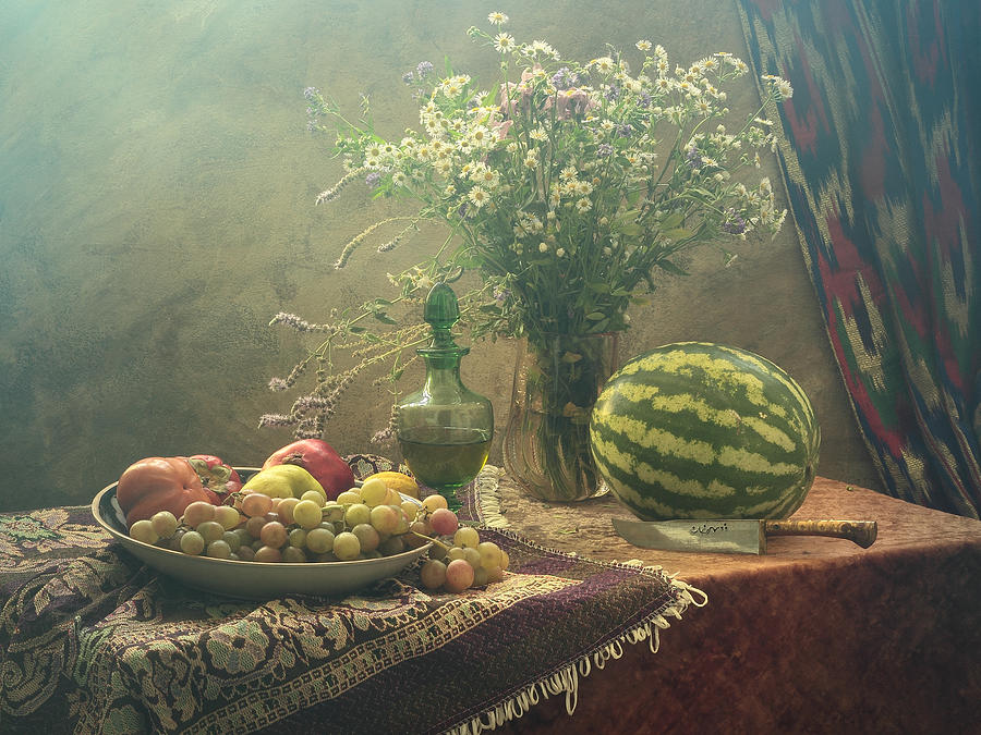 Flower Photograph - Still Life With Watermelon And Fruit by Ustinagreen