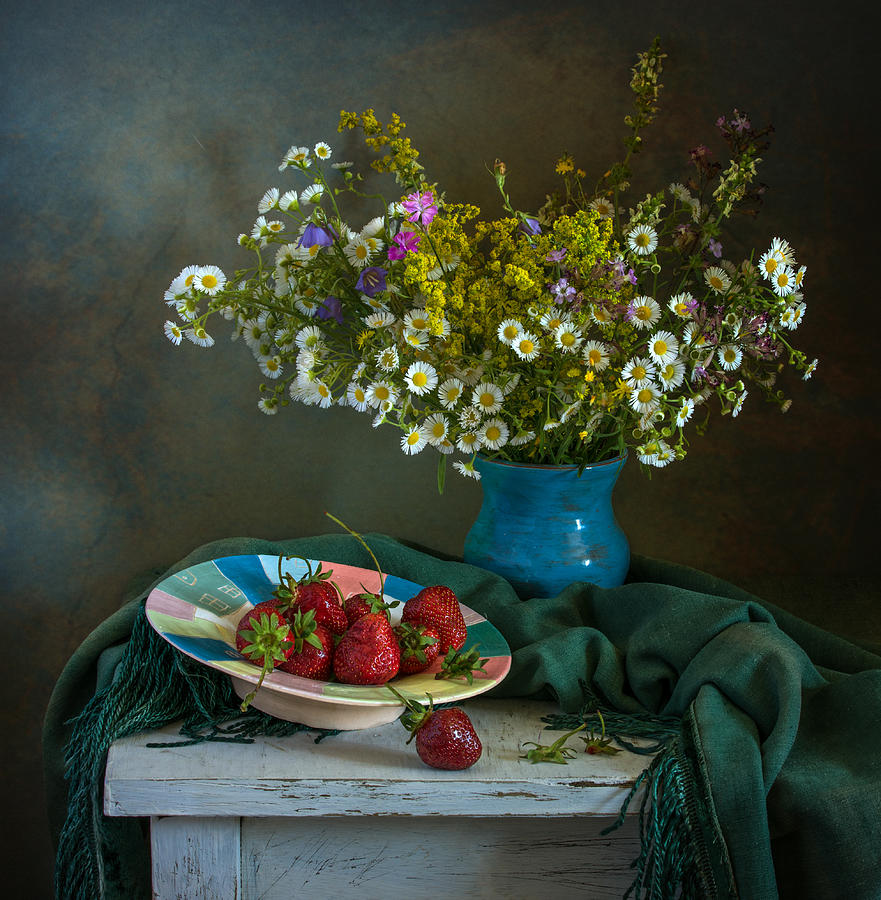 Still Life With Wildflowers And Strawberries. Photograph by Mykhailo Sherman