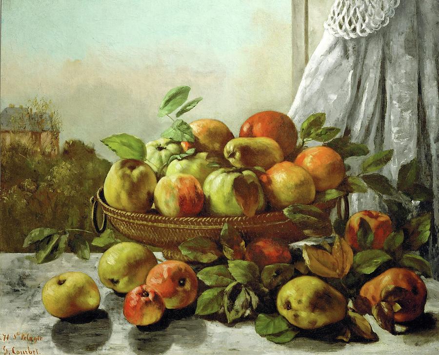 Still-life,fruit. Oil on Canvas, 58,7 x 71,8 cm. Painting by Gustave Courbet -1819-1877-