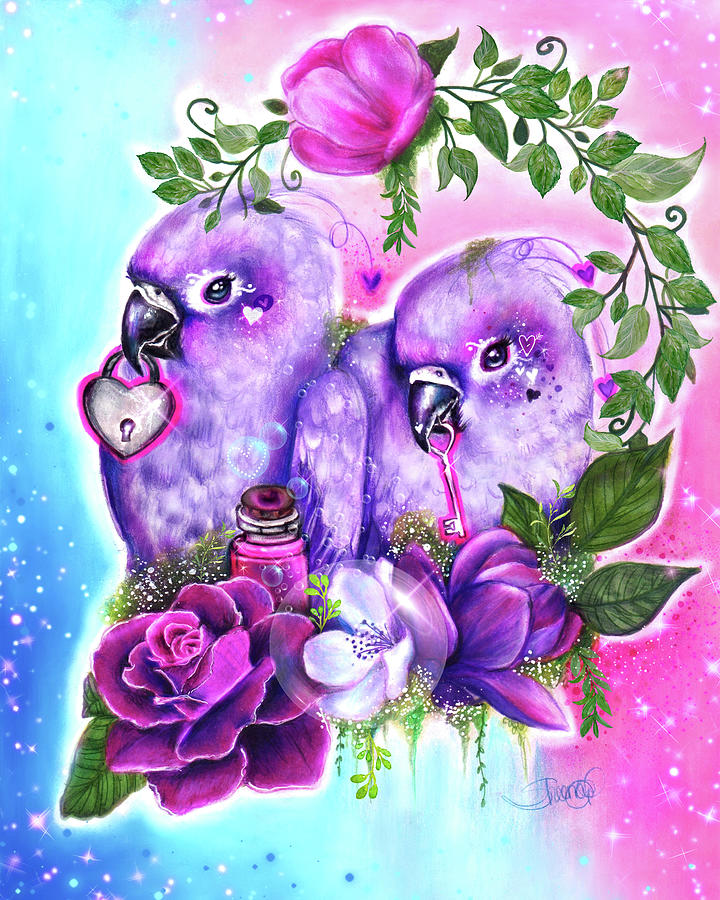Lovebird Mixed Media - Still Together Love Birds by Sheena Pike Art And Illustration