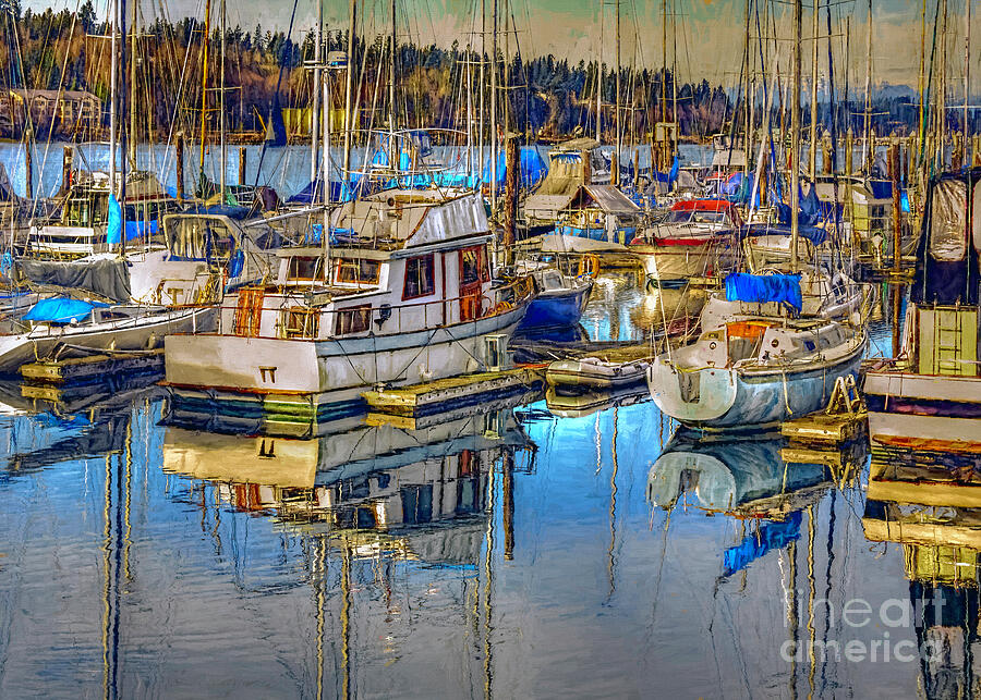 Still Water Masts Digital Art by Jean OKeeffe Macro Abundance Art