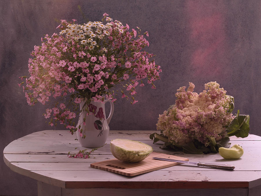 Vegetable Photograph - Stilllife In Pink Color by Ustinagreen