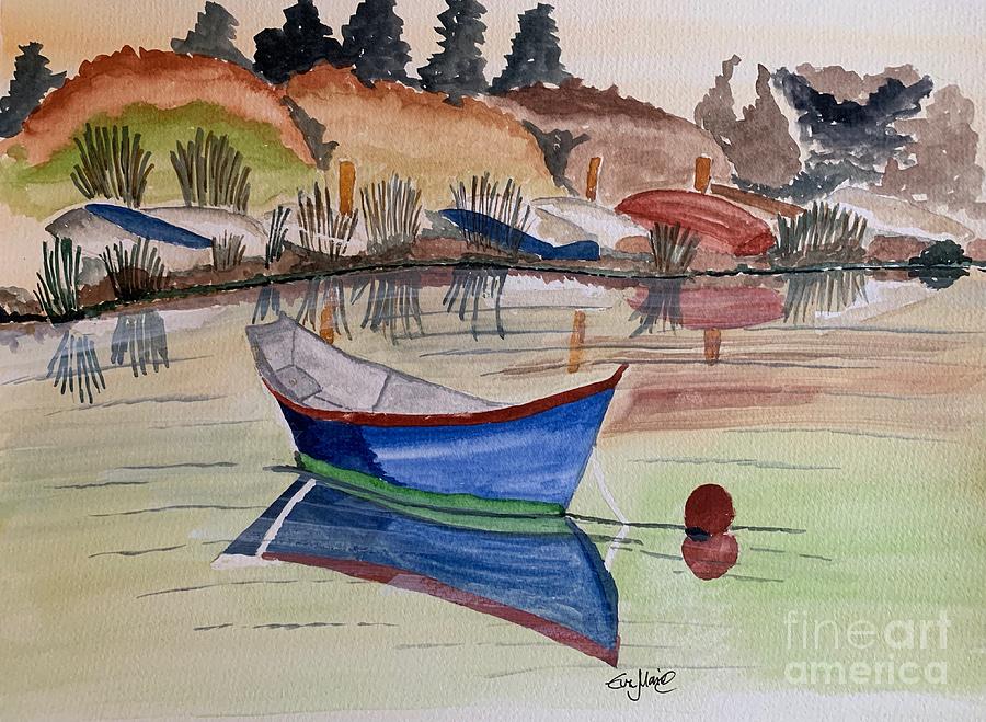 Boat Painting - Stillness by Eva Ason