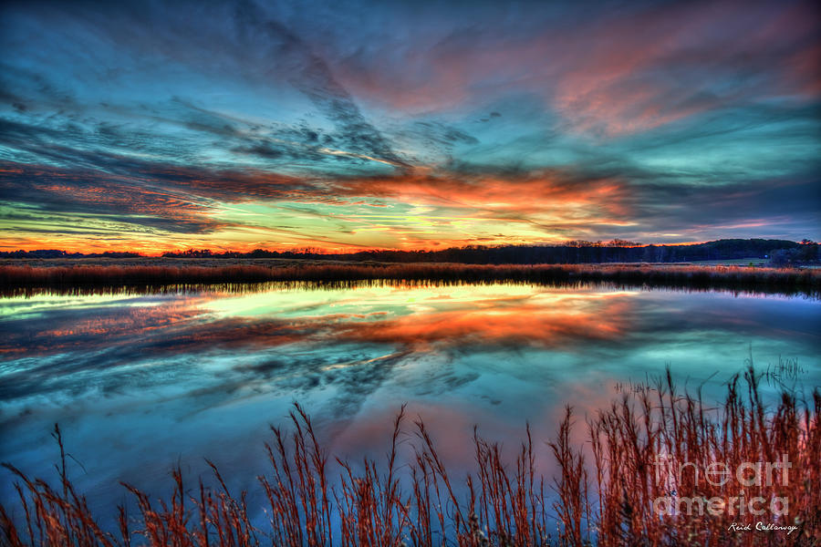 Majestic Stillness Sunset Reflections Oconee County Landscape Art Photograph by Reid Callaway