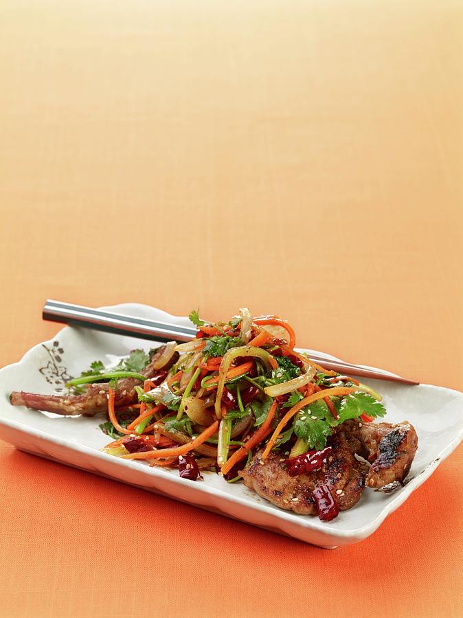 Stir-fried Lamb With Vegetables And Cumin asia Photograph by Rene Comet