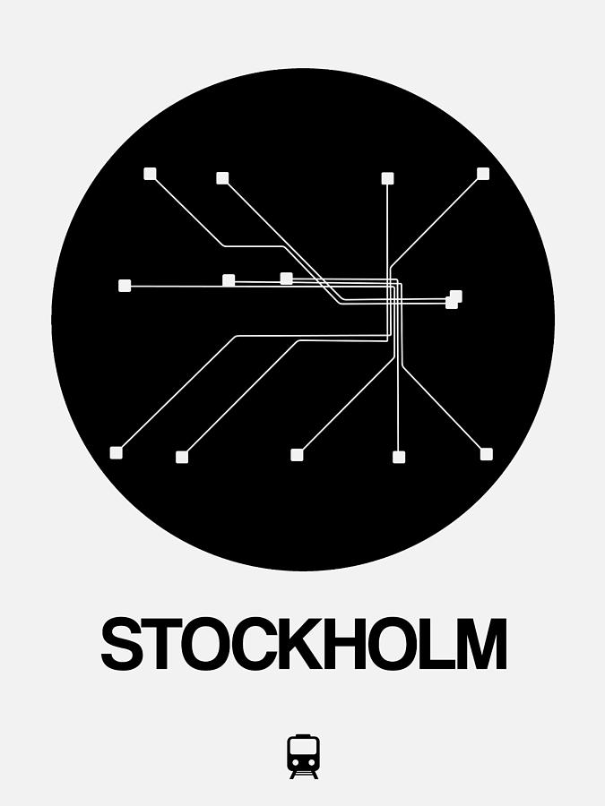 Stockholm Black Subway Map Digital Art by Naxart Studio