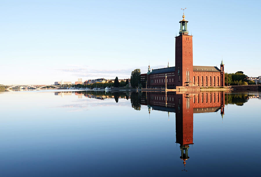 Stockholm City Hall With Reflection On Photograph by Rusm