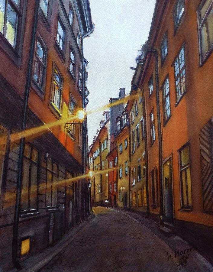 Stockholm- The Old City Painting by Henrieta Maneva